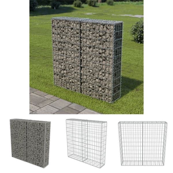 The Living Store Gabion-kivikori kansilla galvanoitu teräs 100x20x100 cm -  Aitapaneelit