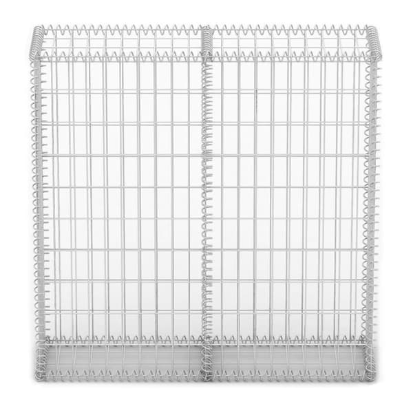 The Living Store gabionkurv med låg 100 x 100 x 30 cm galvaniseret ståltråd -  Havehegn