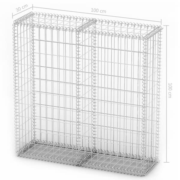 The Living Store gabionkurv med låg 100 x 100 x 30 cm galvaniseret ståltråd -  Havehegn