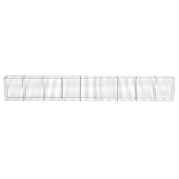 The Living Store gabionvæg med dæksler galvaniseret stål 900 x 50 x 100 cm -  Havehegn