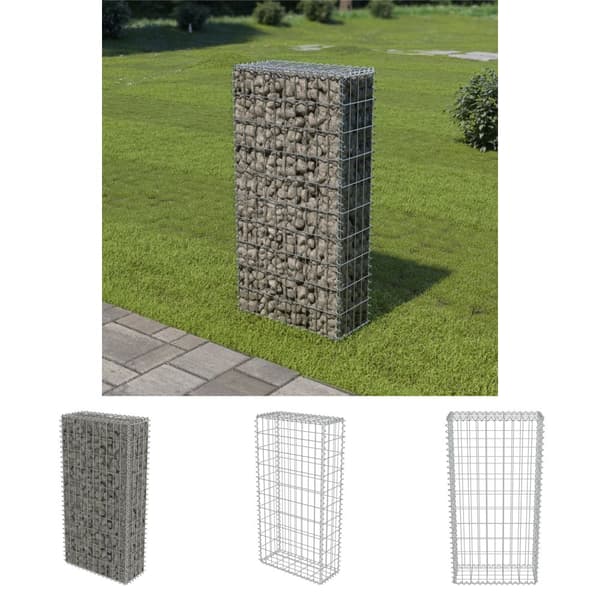 The Living Store Gabionseinä kansilla galvanoitu teräs 50x20x100 cm -  Aitapaneelit