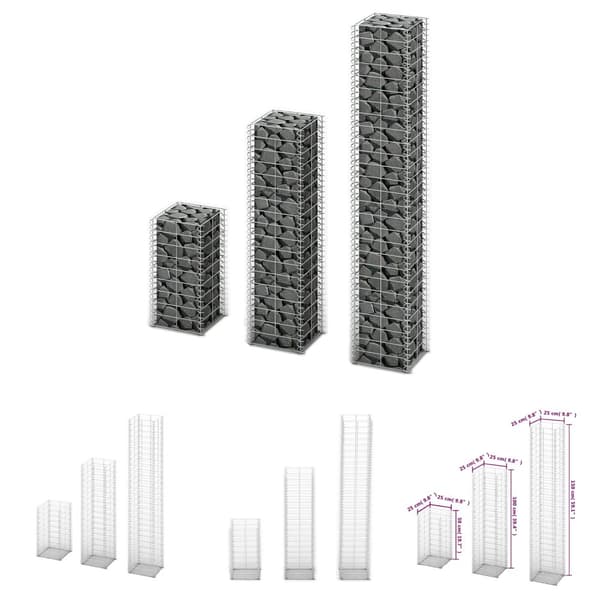 The Living Store Gabion-/kivikorisarja 3 kpl galvanoitu vaijeri - Aitapaneelit
