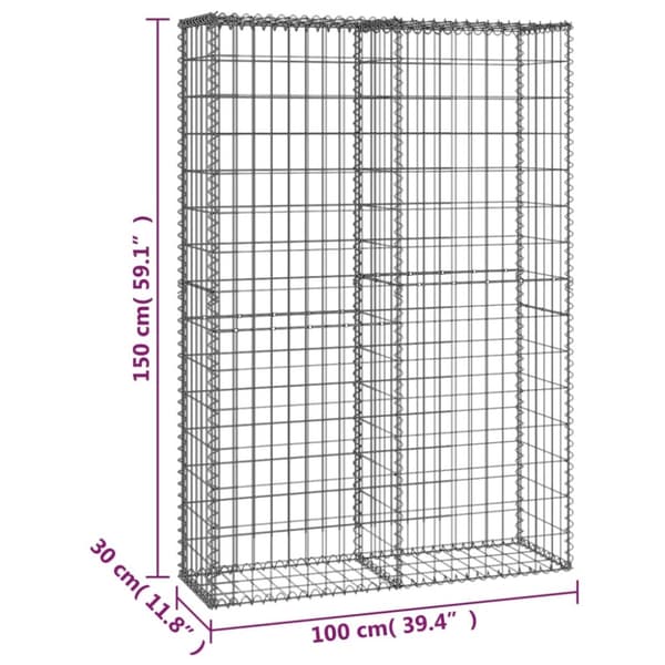 The Living Store gabionkurv med låg galvaniseret metaltråd 150 x 100 x 30 cm - Havehegn