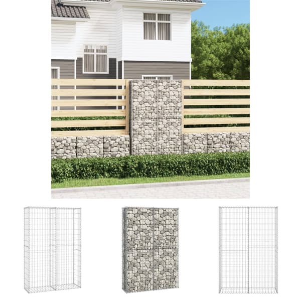 The Living Store gabionkurv med låg galvaniseret metaltråd 150 x 100 x 30 cm - Havehegn