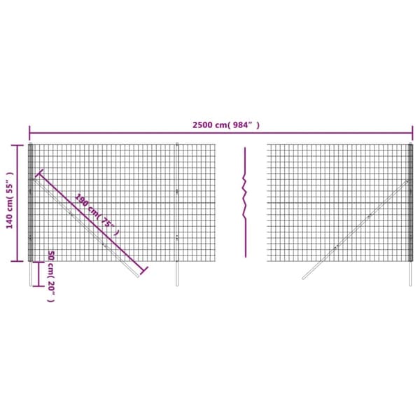 The Living Store Verkkoaita antrasiitti 1,4x25 m galvanoitu teräs -  Aitapaneelit