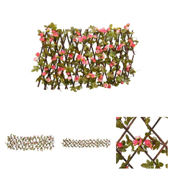 The Living Store espalier med kunstig vedbend 180x20 cm udvidelig mørk pink -  Havehegn