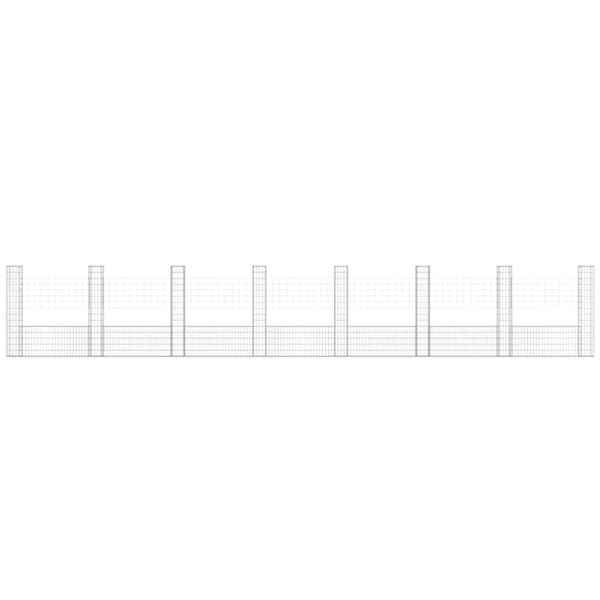 The Living Store gabionkurv med 8 stolper 860x20x150 cm U-facon jern -  Havehegn
