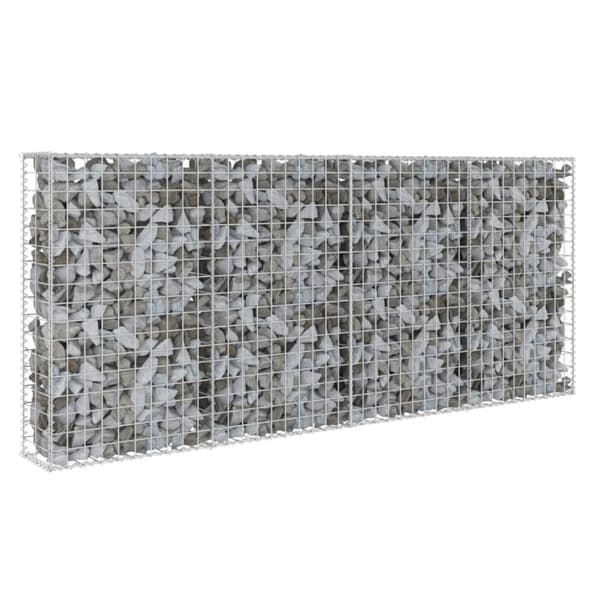 Havehegn - Living gabionvæg med dæksler galvaniseret stål 200 x 20 x 85 cm