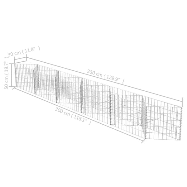 Havehegn - Living gabionkurv galvaniseret stål 300 x 30 x 50 cm