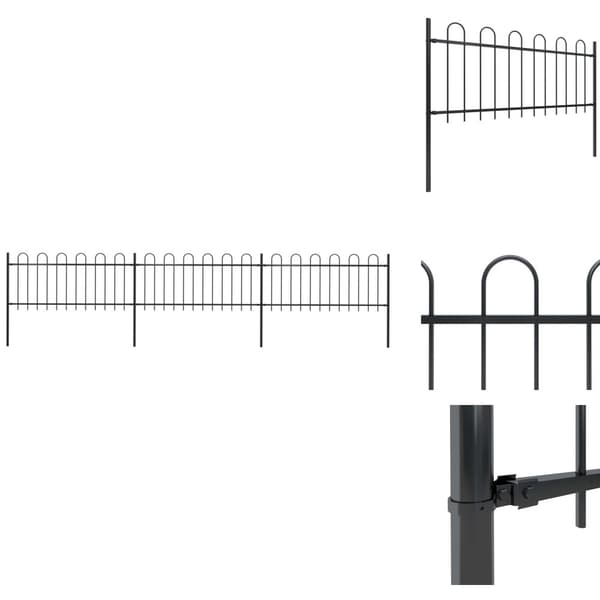 Havehegn - Living havehegn med buet top 5,1 x 0,8 m sort stål