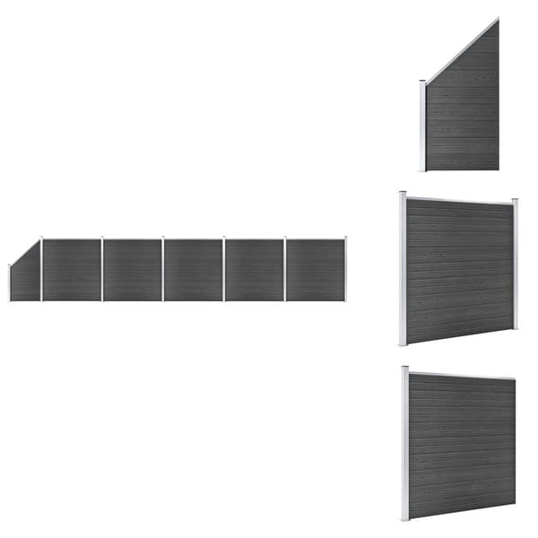 Havehegn - Living hegnspanelsæt 965x(105-186) cm WPC sort