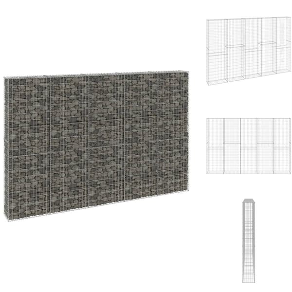 Havehegn - Living gabionvæg med dæksler 300x30x200 cm galvaniseret stål