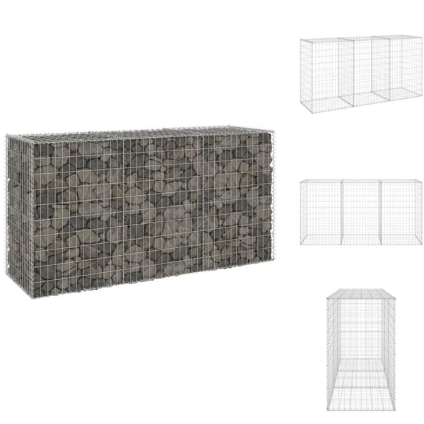 Havehegn - Living gabionvæg med dæksler 200x60x100 cm galvaniseret stål