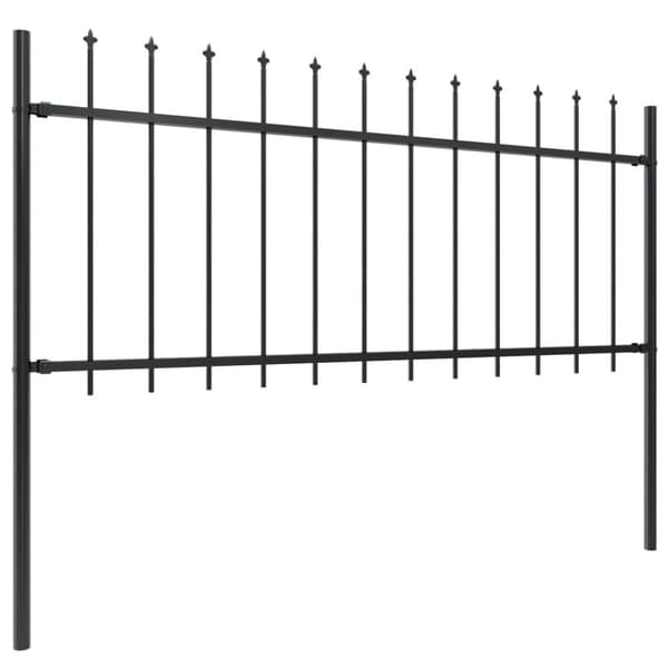 Staket - Living Trädgårdsstaket med spjuttopp stål 1,7x0.8 m svart