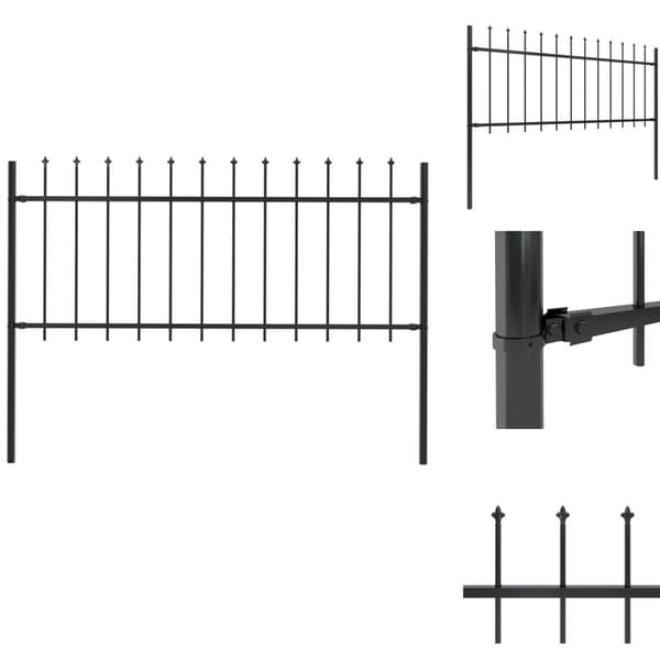 Staket - Living Trädgårdsstaket med spjuttopp stål 1,7x0.8 m svart