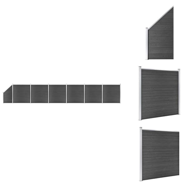 Havehegn - Living hegnspanelsæt 1138x(105-186) cm WPC sort