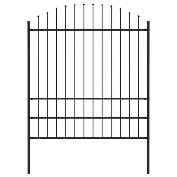Staket - Living Trädgårdsstaket med spjuttopp stål (1,75-2)x1,7 m svart