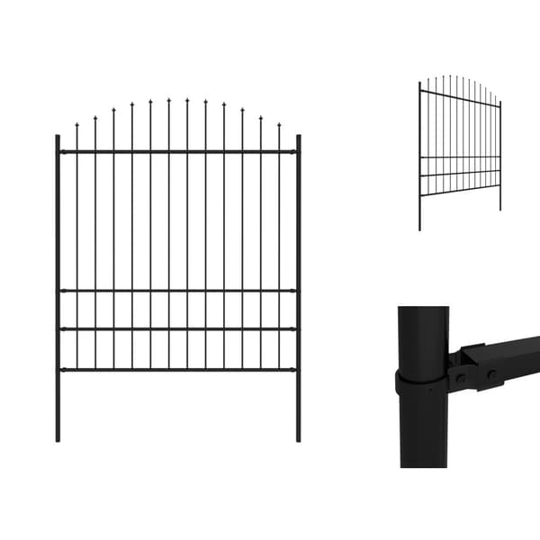 Staket - Living Trädgårdsstaket med spjuttopp stål (1,75-2)x1,7 m svart