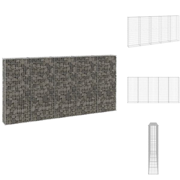 Havehegn - Living gabionvæg med dæksler 300x30x150 cm galvaniseret stål