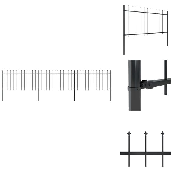 Havehegn - Living havehegn med spydtop 5,1 x 1 m sort stål