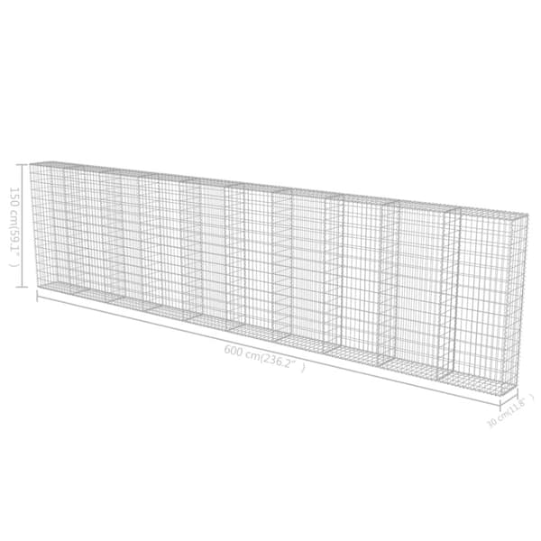 Havehegn - Living gabionvæg med dæksler galvaniseret stål 600 x 30 x 150 cm