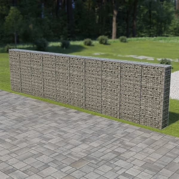 Havehegn - Living gabionvæg med dæksler galvaniseret stål 600 x 30 x 150 cm