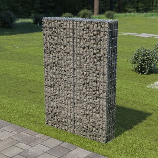 Havehegn - Living gabionvæg med dæksler 100 x 20 x 150 cm galvaniseret stål