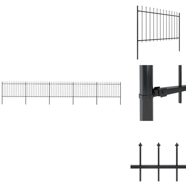 Havehegn - Living havehegn med spydtop 8,5 x 1,2 m sort stål