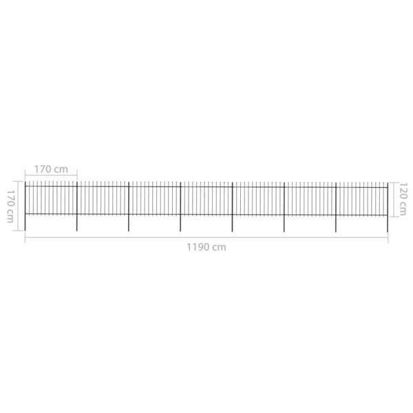 Aitapaneelit - Living Puutarha-aita keihäskärjillä 11,9x1,2 m teräs musta