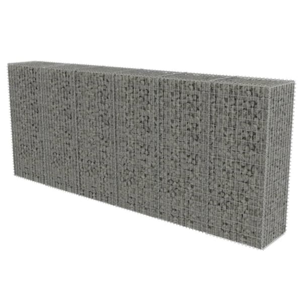 Havehegn - Living gabionvæg med dæksler galvaniseret stål 300 x 50 x 150 cm