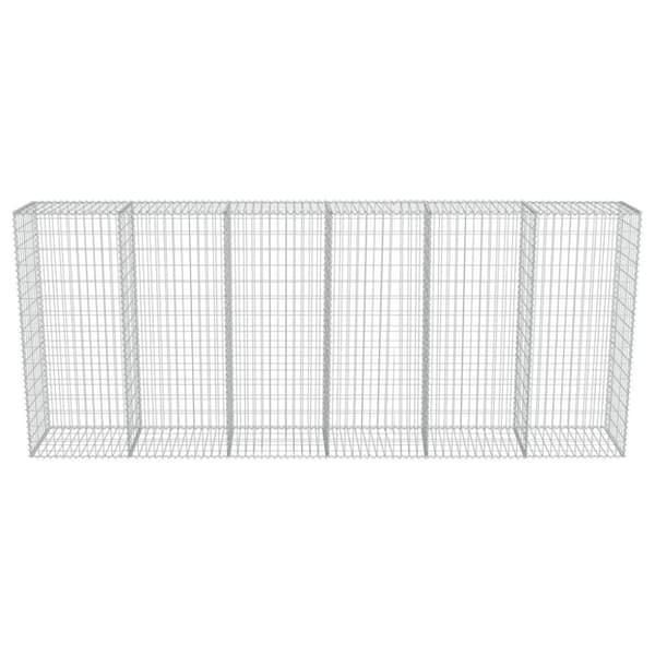 Havehegn - Living gabionvæg med dæksler galvaniseret stål 300 x 50 x 150 cm