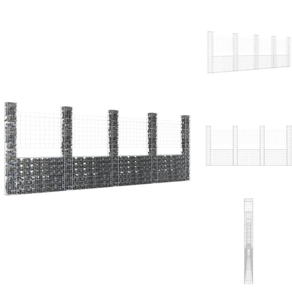 Havehegn - Living gabionkurv med 5 stolper 500x20x200 cm U-facon jern
