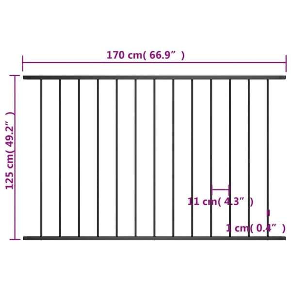 Havehegn - Living hegnspanel 1,7 x 1,25 m pulverlakeret stål sort