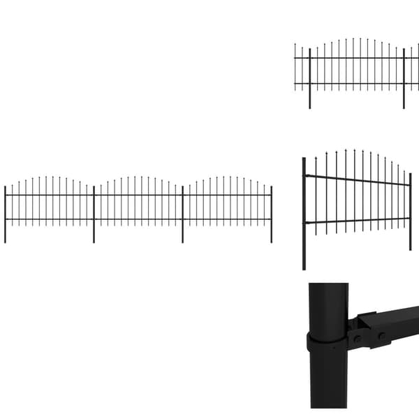 Havehegn - Living havehegn med spydtop (1-1,25) x 5,1 m sort stål