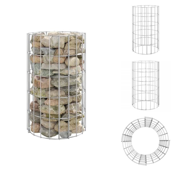 Staket - Living Planteringsgabion upphöjd rund galvaniserat stål Ø30x50 cm