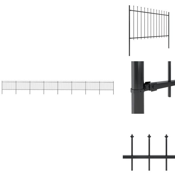 Havehegn - Living havehegn med spydtop 13,6 x 1,2 m sort stål