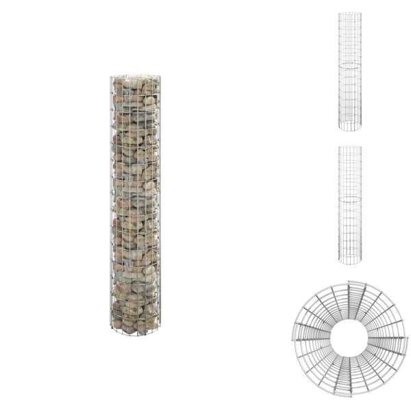 Staket - Living Planteringsgabion upphöjd rund galvaniserat stål Ø30x150 cm