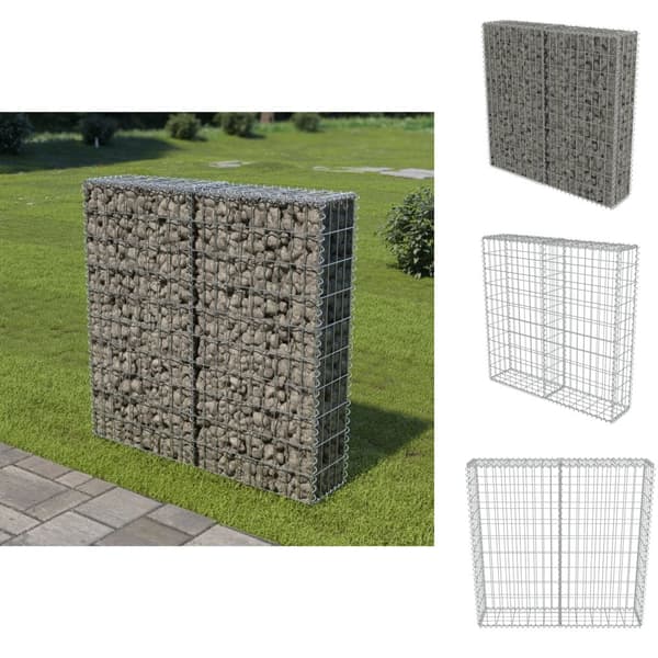Havehegn - Living gabionvæg med dæksler galvaniseret stål 100 x 20 x 100 cm