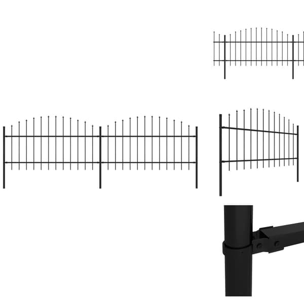 Havehegn - Living havehegn med spydtop (1-1,25) x 3,4 m sort stål