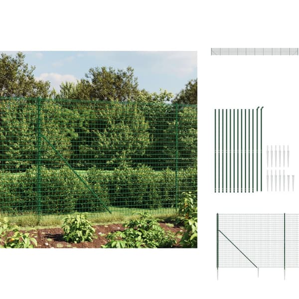 Havehegn - Living trådhegn med jordspyd 1,6x25 m grøn