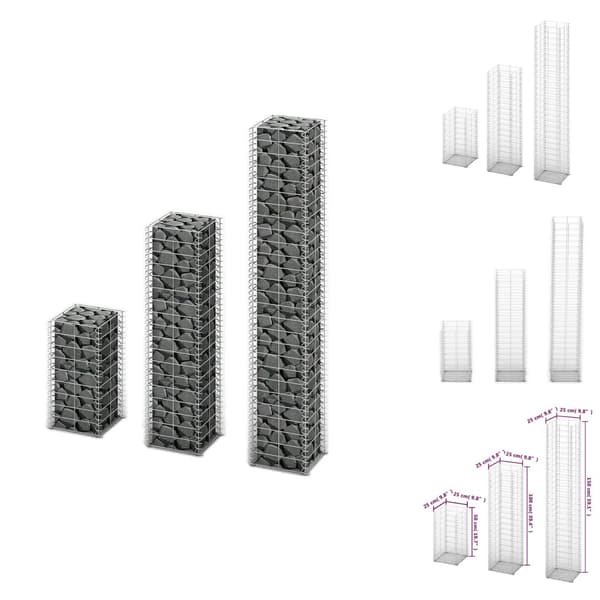 Aitapaneelit - Living Gabion-/kivikorisarja 3 kpl galvanoitu vaijeri