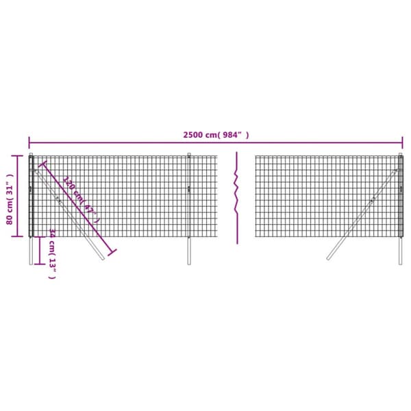 Havehegn - Living trådhegn 0,8x25 m galvaniseret stål antracitgrå