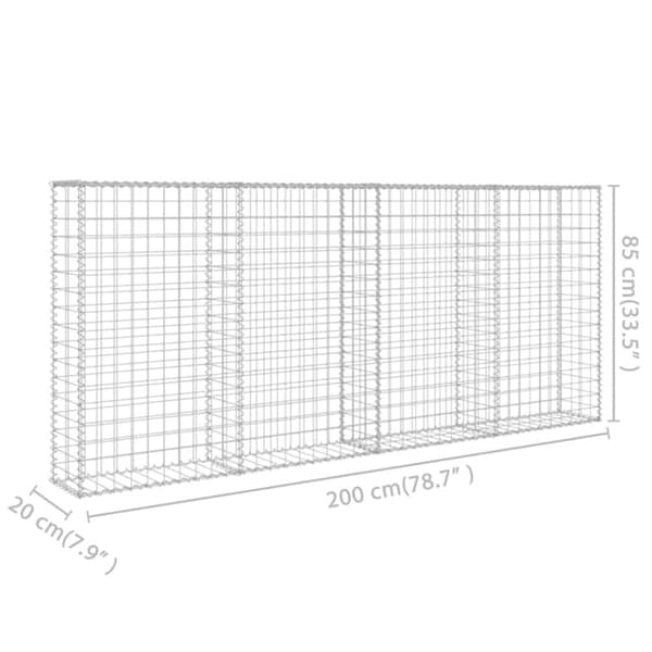 Gabionseinä kansilla galvanoitu teräs 200x20x85 cm - Gabionseinä - Gabionseinät - Home & Living
