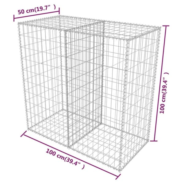 Gabionkurv galvaniseret stål 100 x 50 x 100 cm - Gabionkurv - Gabionkurve - Home & Living