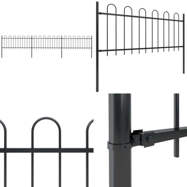 Havehegn med buet top 5,1 x 0,8 m sort stål - Havehegn - Hegn Til Haven - Home & Living