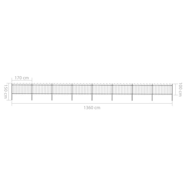 Puutarha-aita kaarikärjillä 13,6x1 m teräs musta - Puutarha-aita - Puutarha-aidat - Home & Living