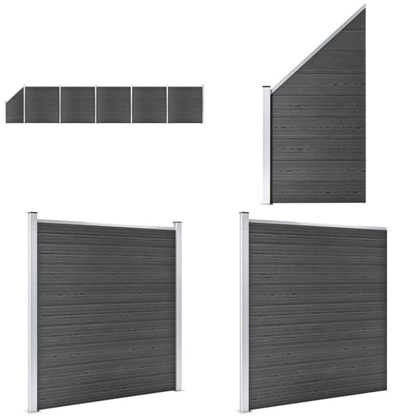 Hegnspanelsæt 965x(105-186) cm WPC sort - Hegnspanel - Hegnspaneler - Home & Living