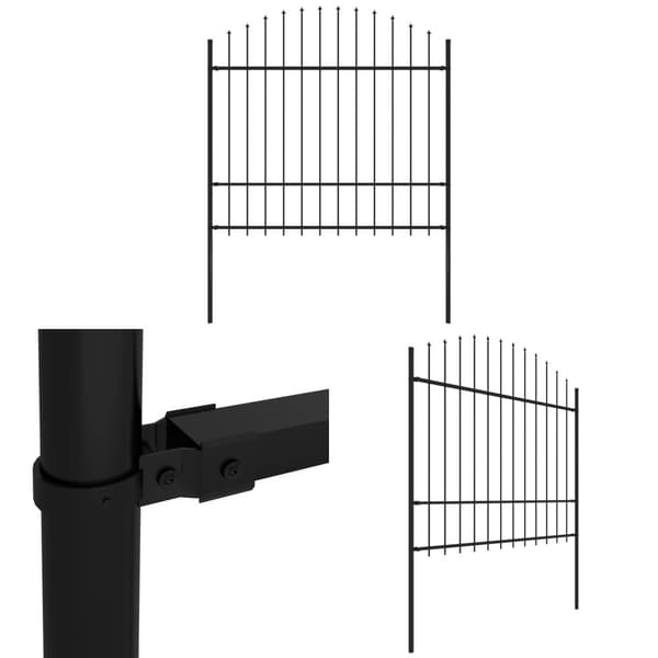 Havehegn med spydtop (1,5-1,75) x 1,7 m stål sort - Havehegn - Hegnspanel - Home & Living