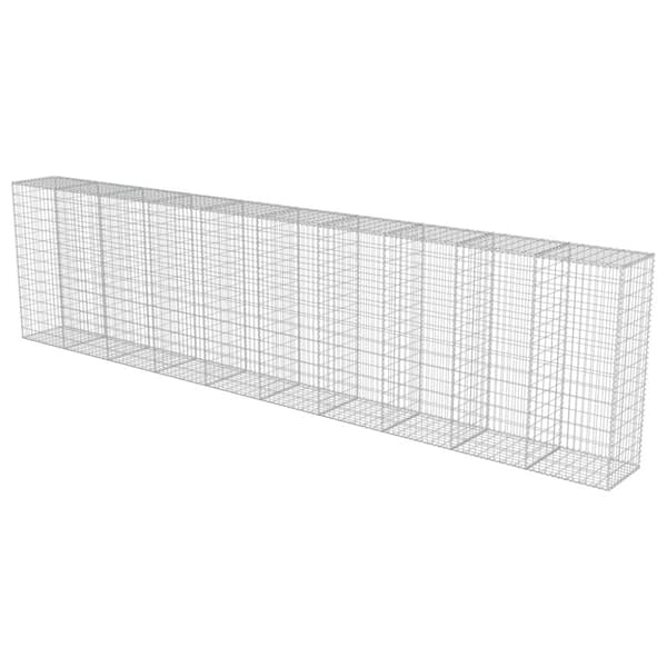 Gabionvæg med dæksler galvaniseret stål 600 x 50 x 150 cm - Gabionvæg - Gabionvægge - Home & Living