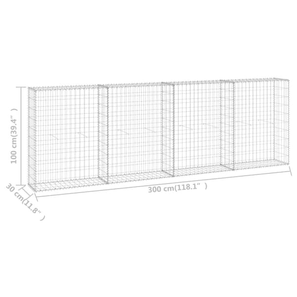 Gabion-kivikori kansilla galvanoitu teräs 300x30x100 cm - Gabionseinä - Gabionseinät - Home & Living